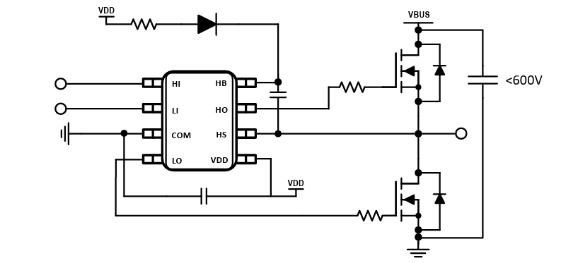 Esquema - Texas Instruments Controladores de puertas de medio puente UCC2773x/-Q1